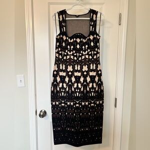 Express Black and Cream Midi Dress